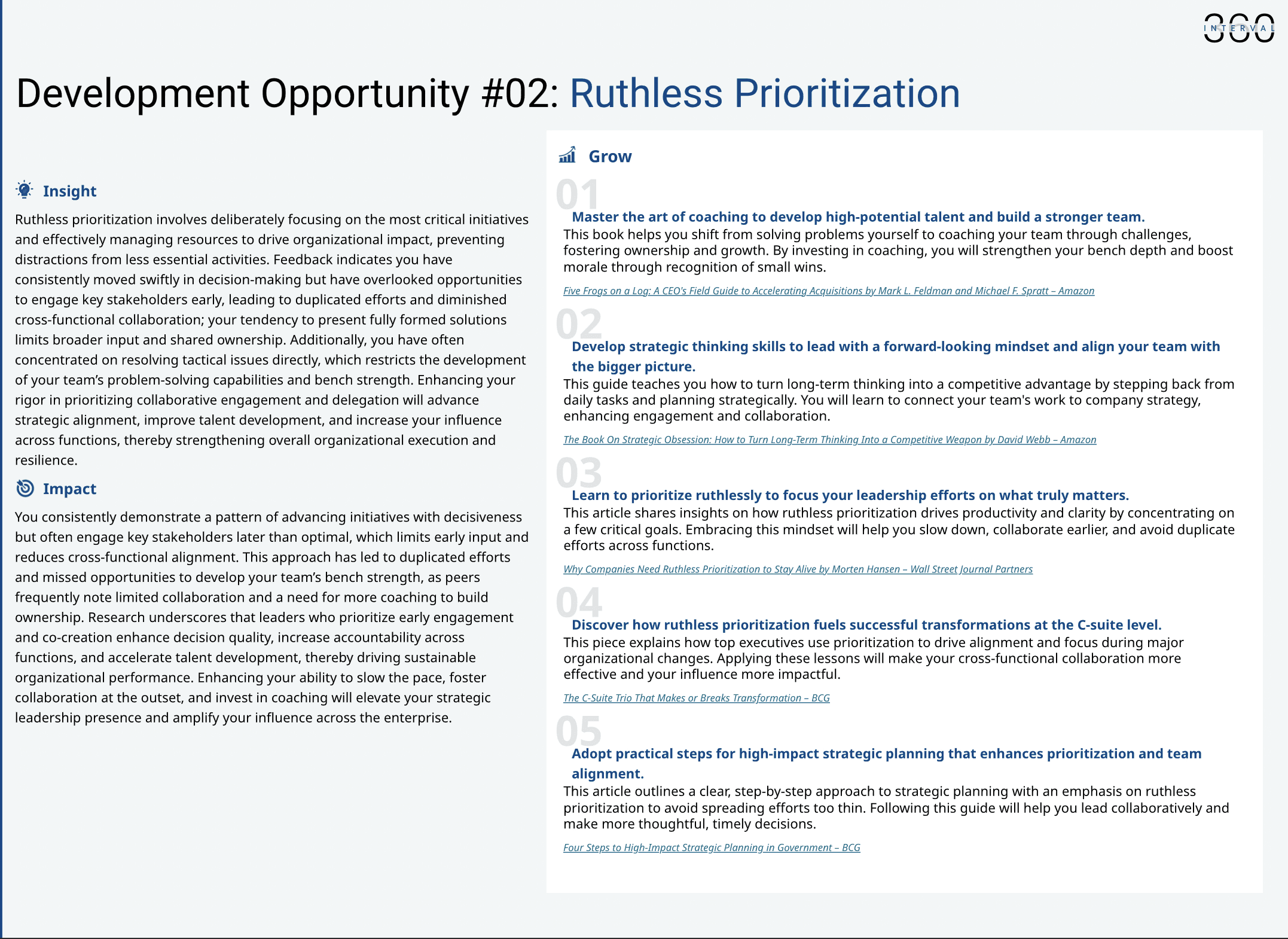 Development report deep-dive: Insight, Impact, and learning resources for a development opportunity